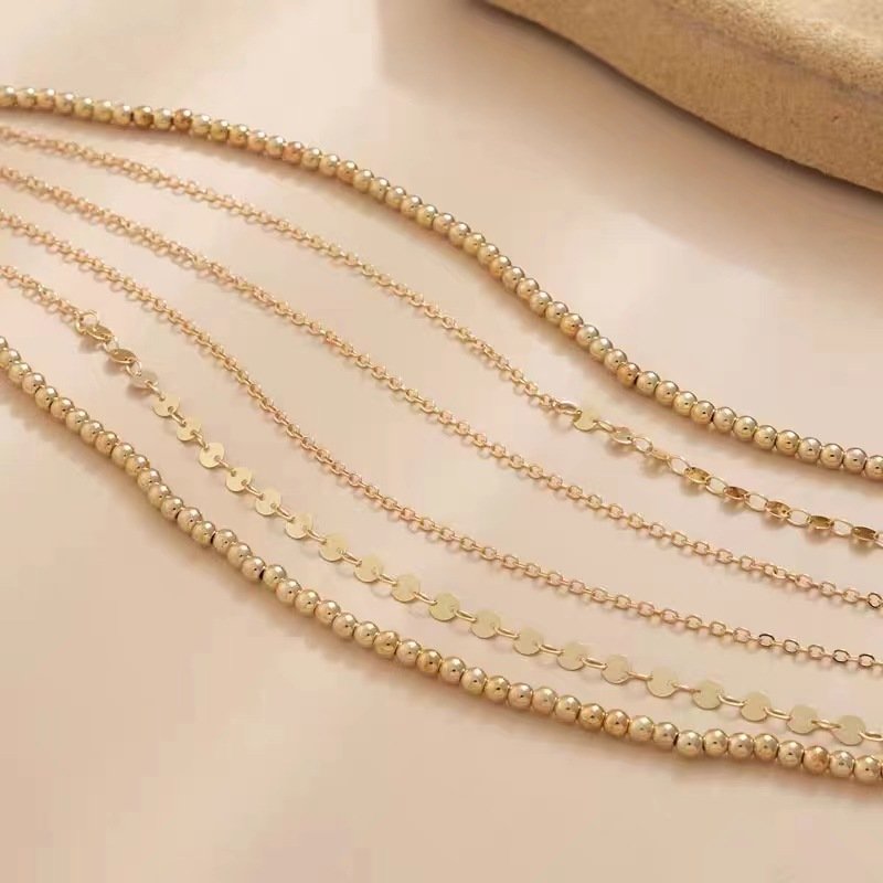 3PCS Beach Sexy Metal Punk Geometric Round Beads Belt Body Chain Glossy Sequin Waist Chain For Women Night Club Belly Chain