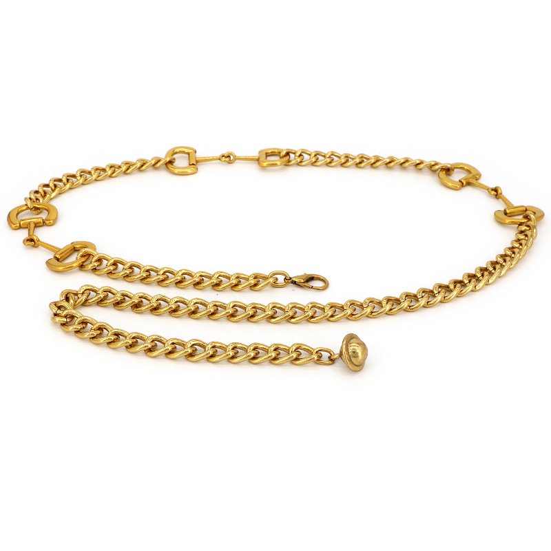 Waterproof Bronze Zinc Alloy Horsebit Cuban Link Women Belly Waist Belt Chain