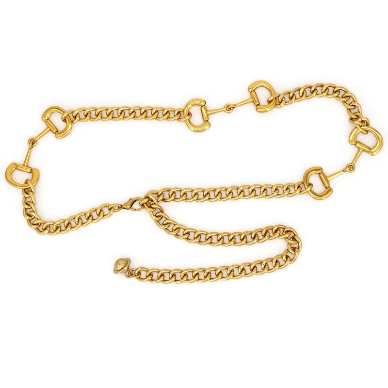 Waterproof Bronze Zinc Alloy Horsebit Cuban Link Women Belly Waist Belt Chain