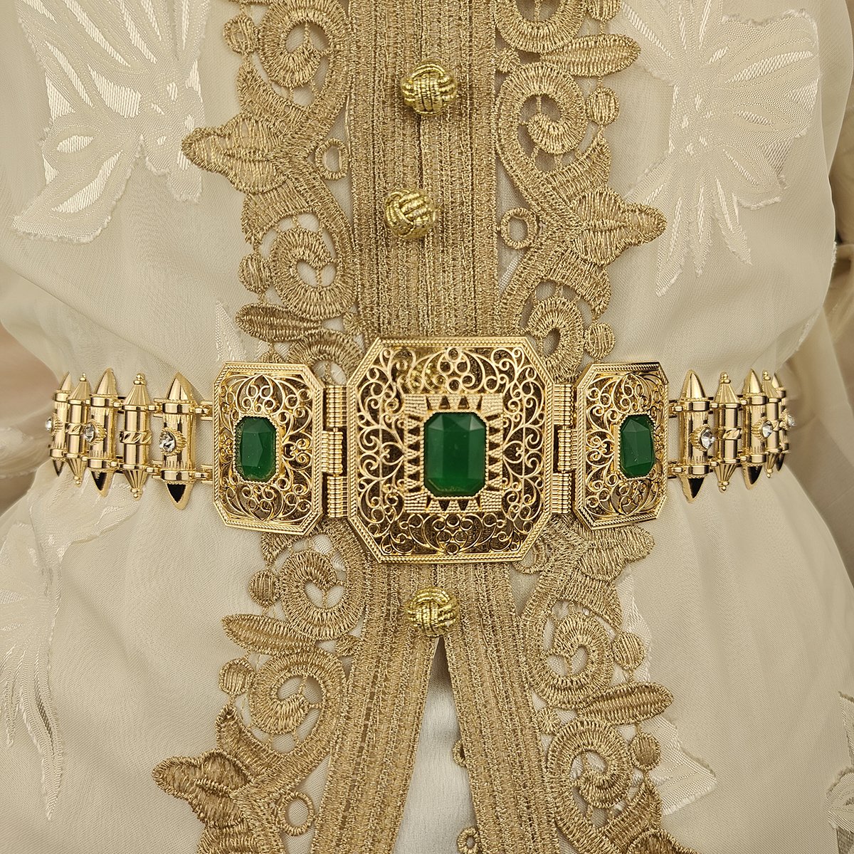 Classic Chain Rope Style Metal Waist Chain Square Button Style Belt Women Caftan Decorative Body Jewelry