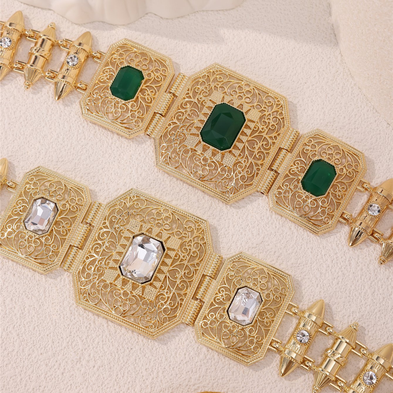 Classic Chain Rope Style Metal Waist Chain Square Button Style Belt Women Caftan Decorative Body Jewelry