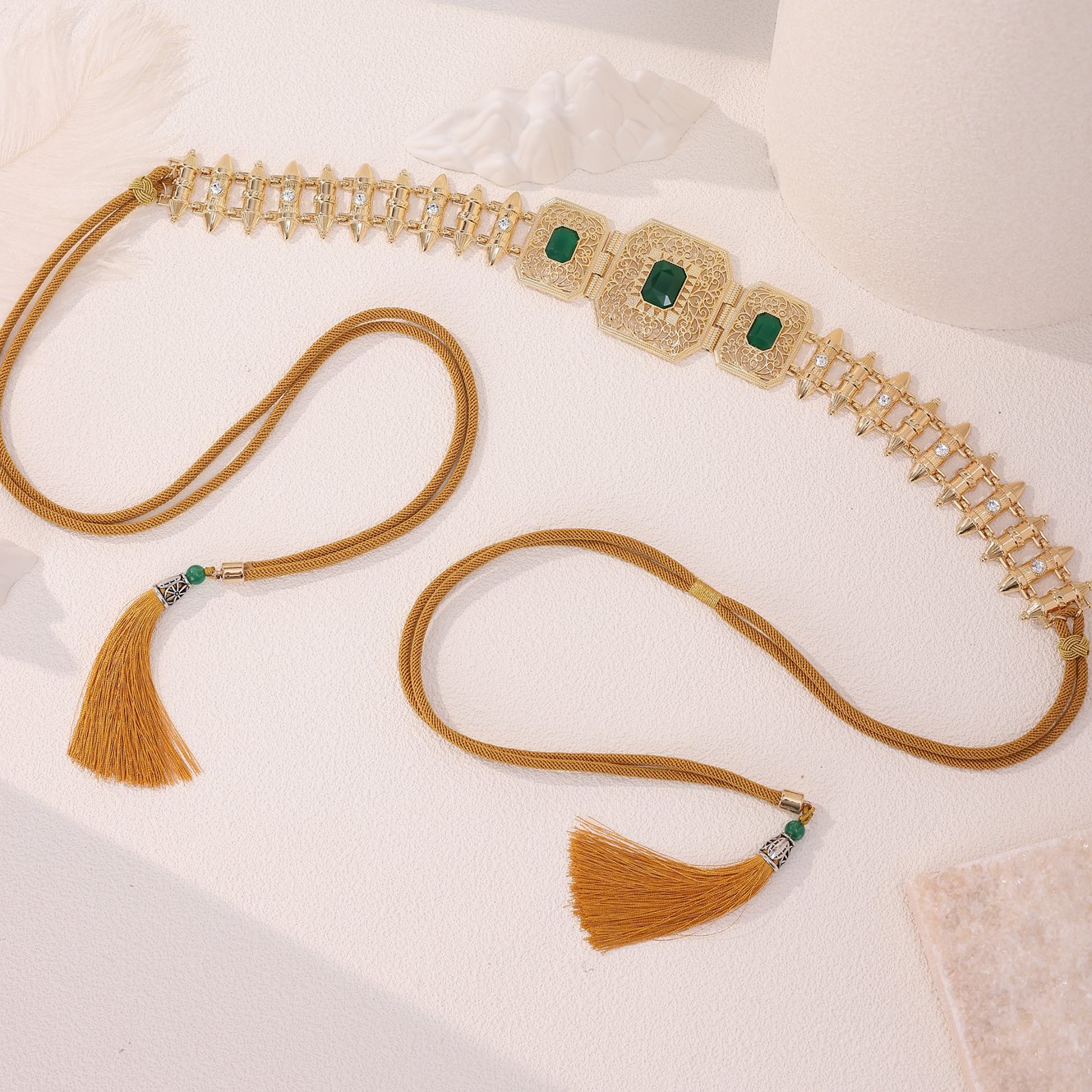 Classic Chain Rope Style Metal Waist Chain Square Button Style Belt Women Caftan Decorative Body Jewelry