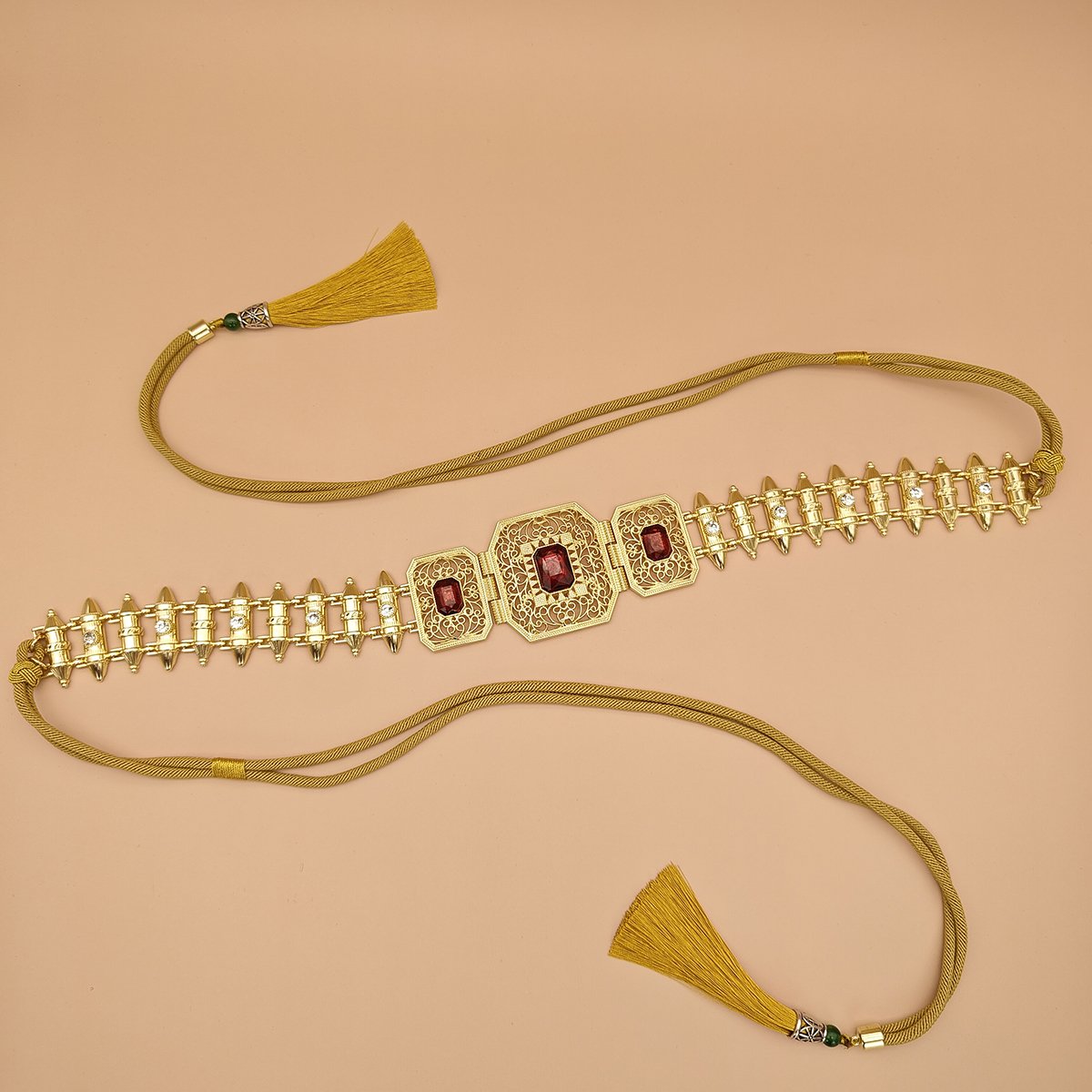 Classic Chain Rope Style Metal Waist Chain Square Button Style Belt Women Caftan Decorative Body Jewelry
