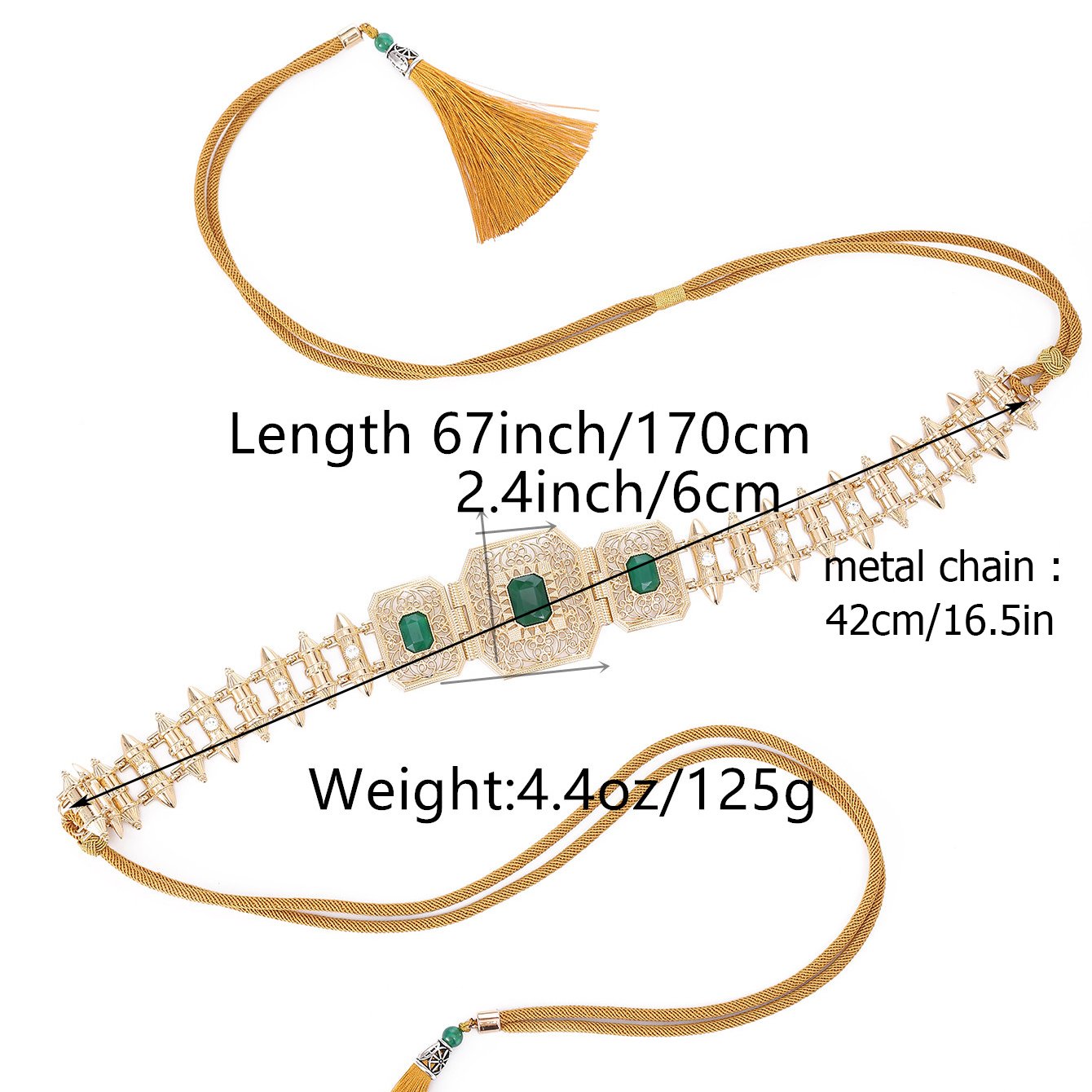 Classic Chain Rope Style Metal Waist Chain Square Button Style Belt Women Caftan Decorative Body Jewelry