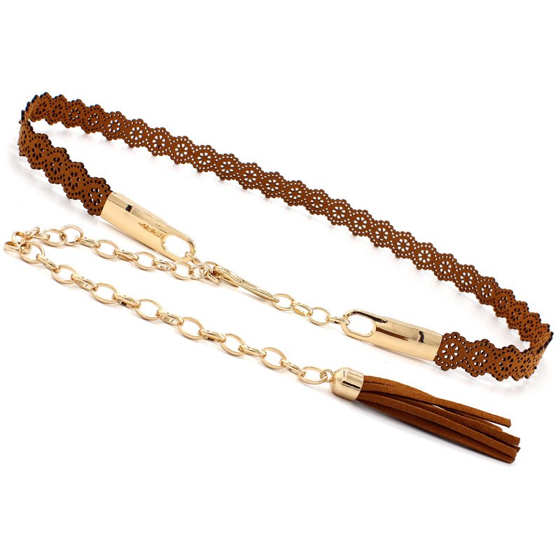 Braided Tassel Belt Women Decorative Dress Knotted Thin Waist Chain With Skirt Tassel Cotton Thread Waist Rope