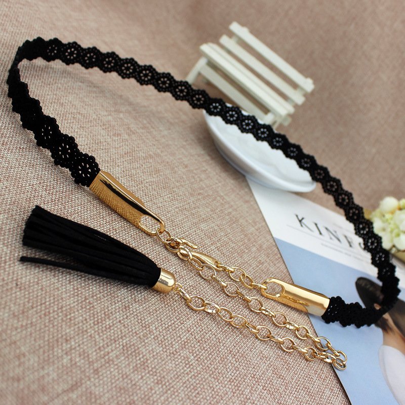 Braided Tassel Belt Women Decorative Dress Knotted Thin Waist Chain With Skirt Tassel Cotton Thread Waist Rope