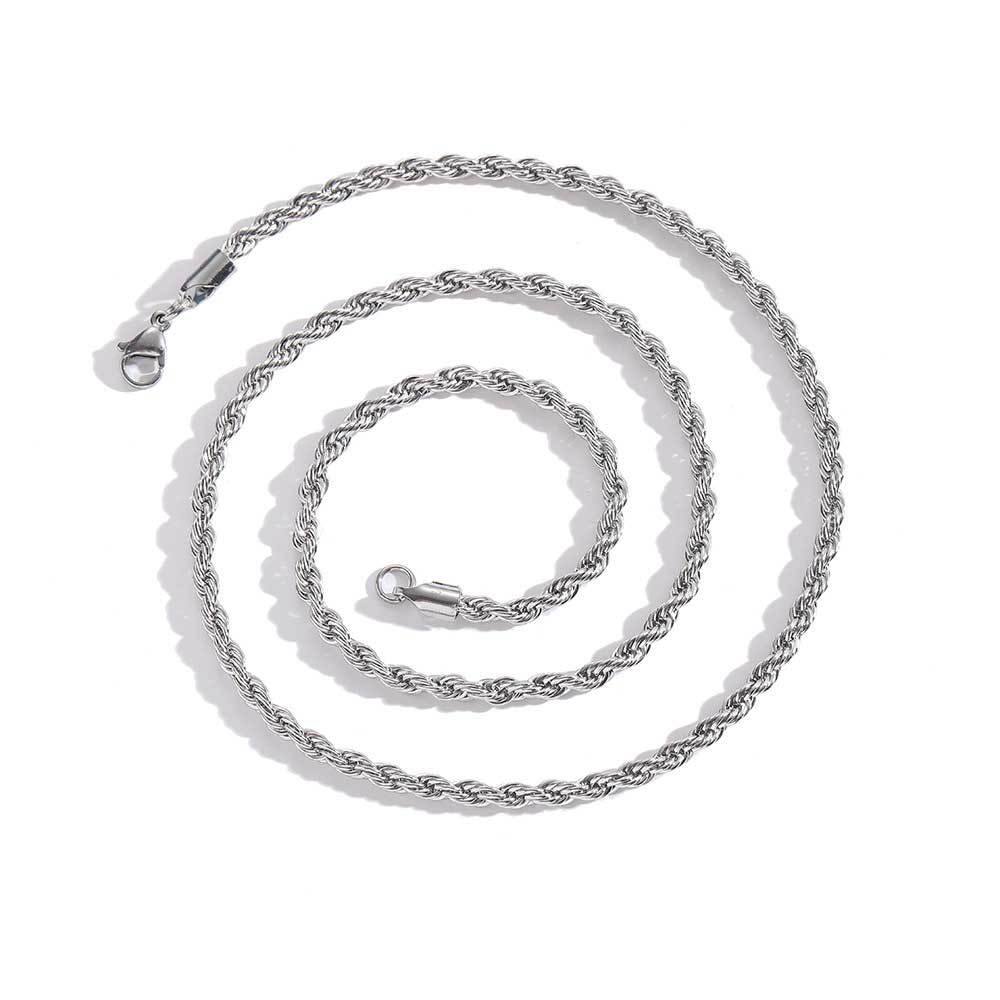 Width 2/3/4/5mm Stainless Steel Gold Rope Chain Necklace Twisted Stainless Steel Necklace Chain Silver Gold
