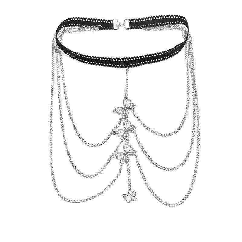 Body Chain Women Gold Thigh Lace Thigh Belt Sexy Leg Chain Rhinestone Jewelry Butterfly Summer Beach Party Bikini Accessories