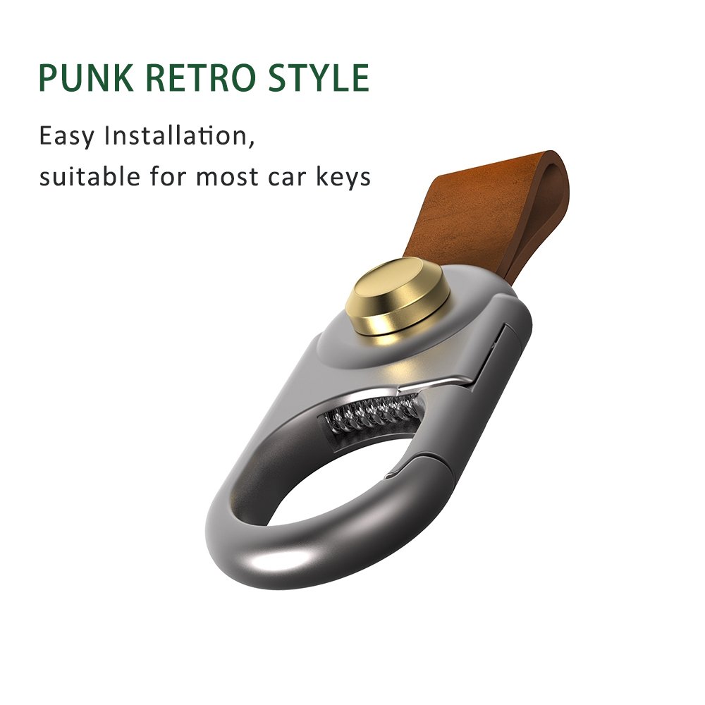 2024 New Metal Keychain Cowhide Leather Car Key Chain Fob with Brass Screws Punk Retro Style Car Decoration Accessories