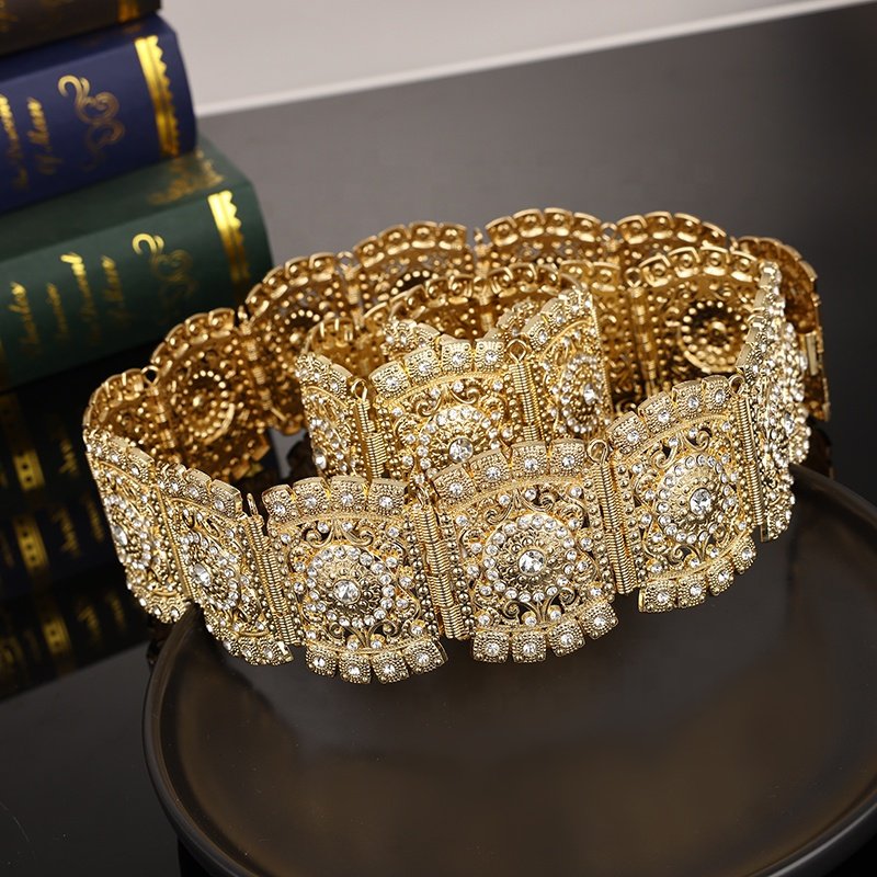 Moroccan Classic Style Square Hollowed-Out Waist Chain For Women's Wedding Dress Decorated With Jewelry Belt
