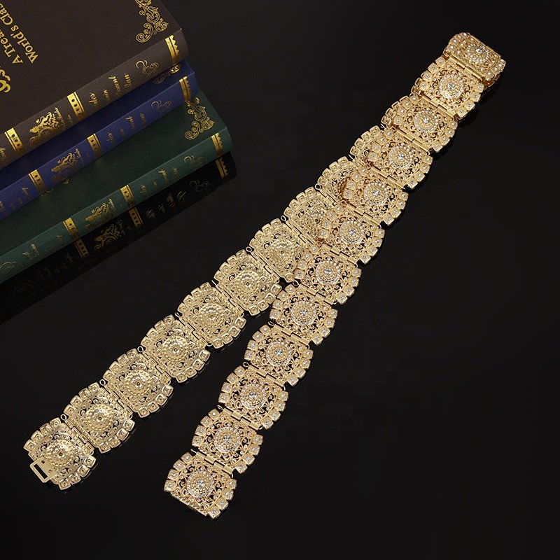 Moroccan Classic Style Square Hollowed-Out Waist Chain For Women's Wedding Dress Decorated With Jewelry Belt