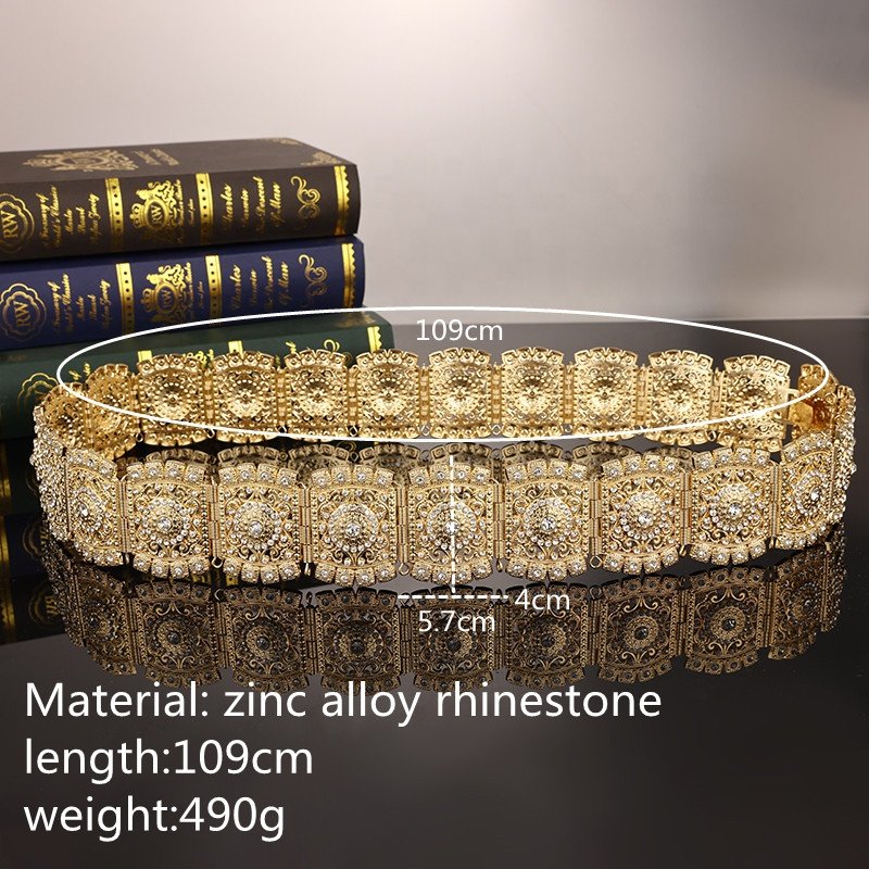 Moroccan Classic Style Square Hollowed-Out Waist Chain For Women's Wedding Dress Decorated With Jewelry Belt