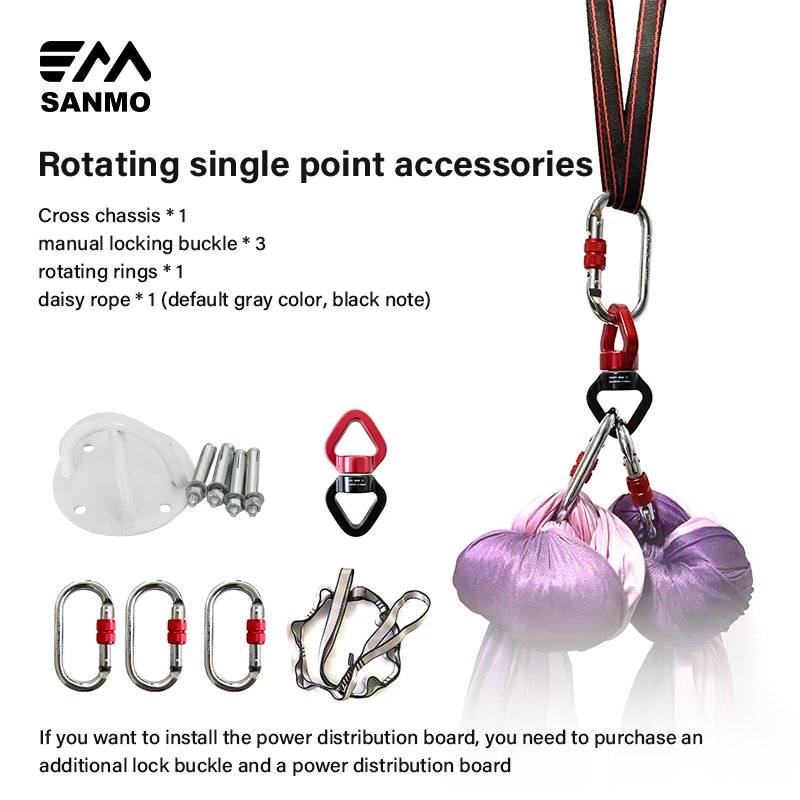 Aerial yoga accessories for Steel Carabiners,horn ring hoop, daisy rope, flat belt,rotating ring and Yoga Trapeze Ceiling Hooks