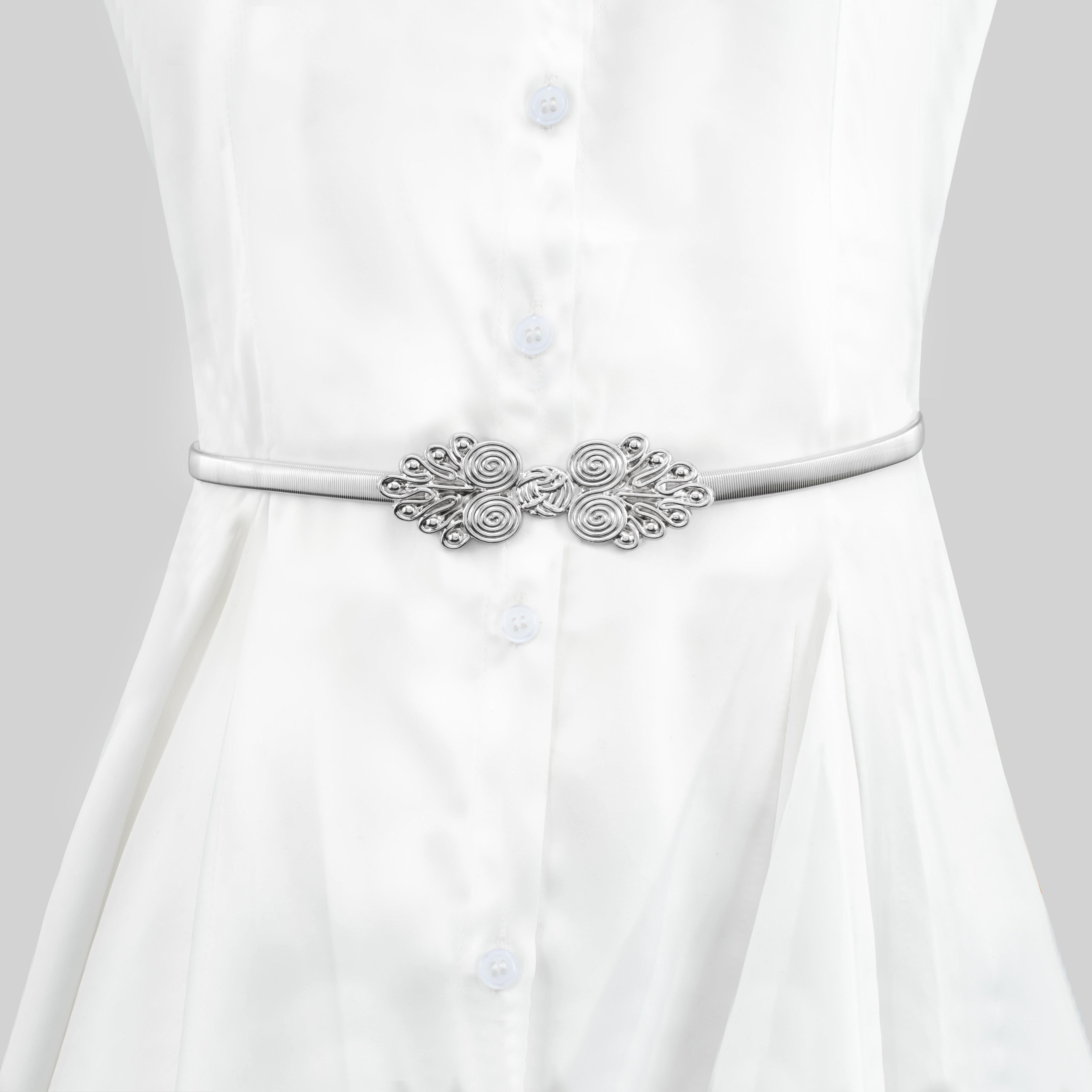 Women Western Chain Belt Adjustable Turquoise silver Metal Waist Chain Belt for Dresses