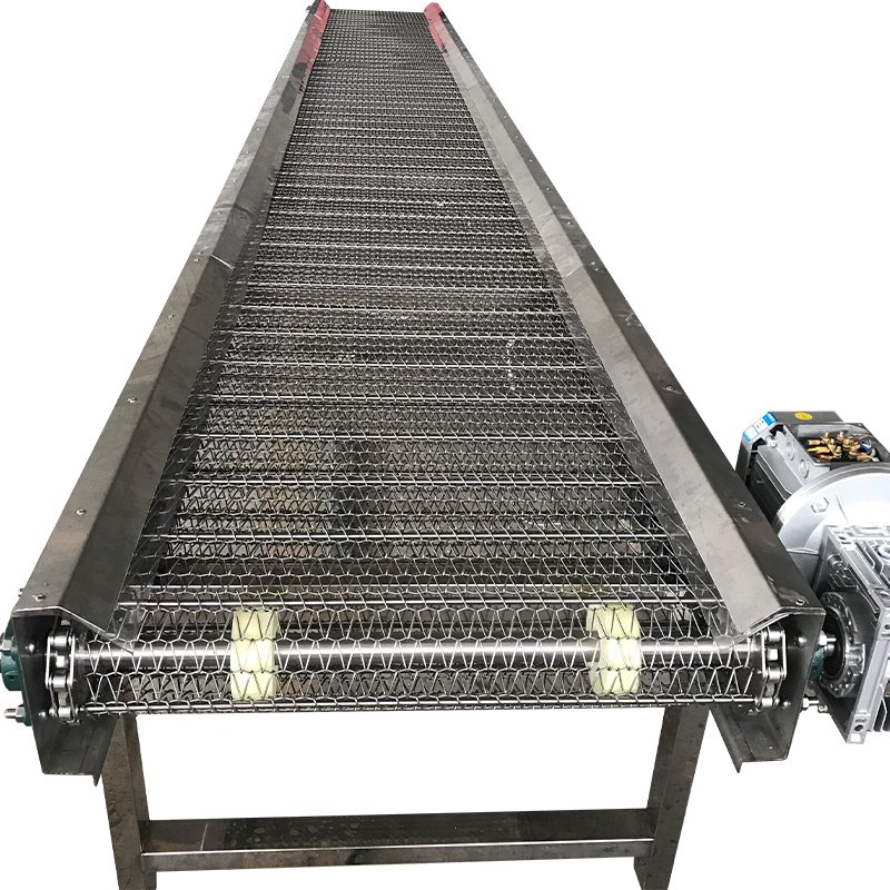 Stainless steel air-cooled mesh belt conveyor, high-temperature resistant food and vegetable drying assembly line conveyor