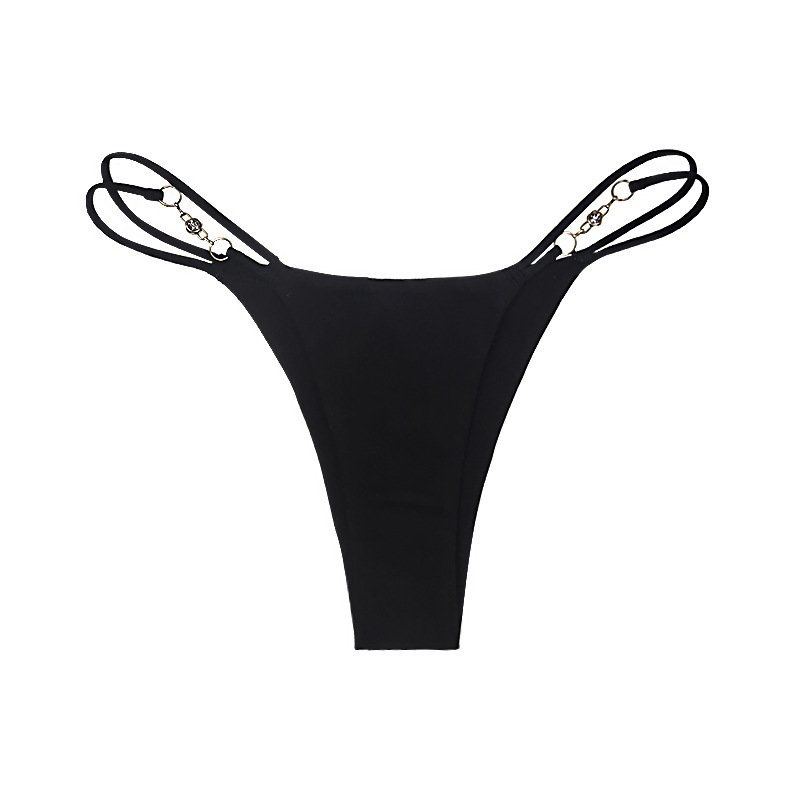 Wholesale Women 4colors Chain G-String Sexy Satin Lady Cotton T Back V Thong Seamless Panties Lingerie