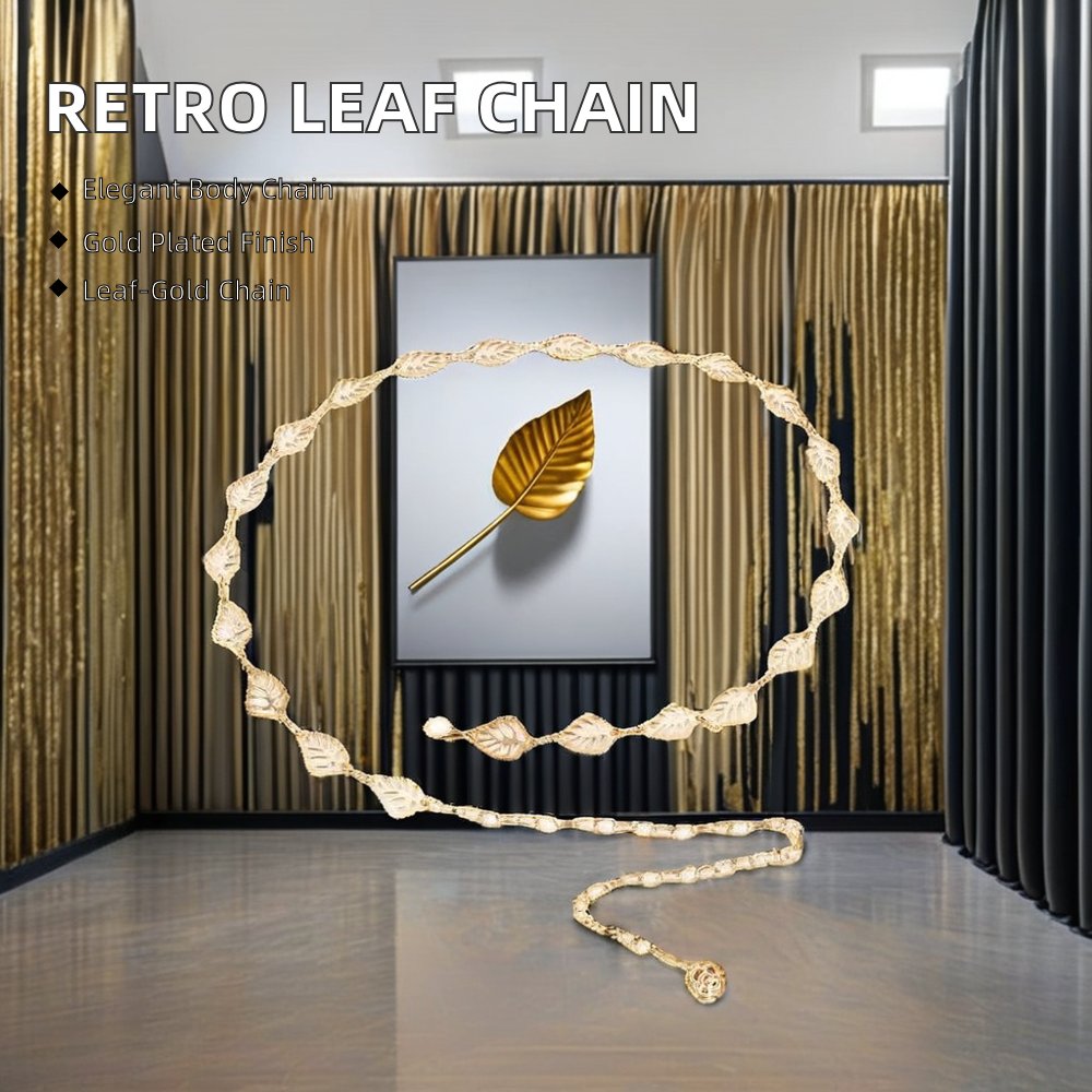 Boho chic retro metal leaf waist chain women sexy dress Fashion embellished belt skirt and blouse