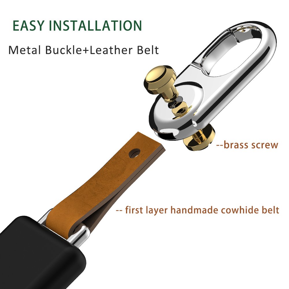 2024 New Fashion Punk Key Ring Metal+Leather Car Keychain Zinc Alloy Key Fob Holder Tool-free Installation Car Key Accessories