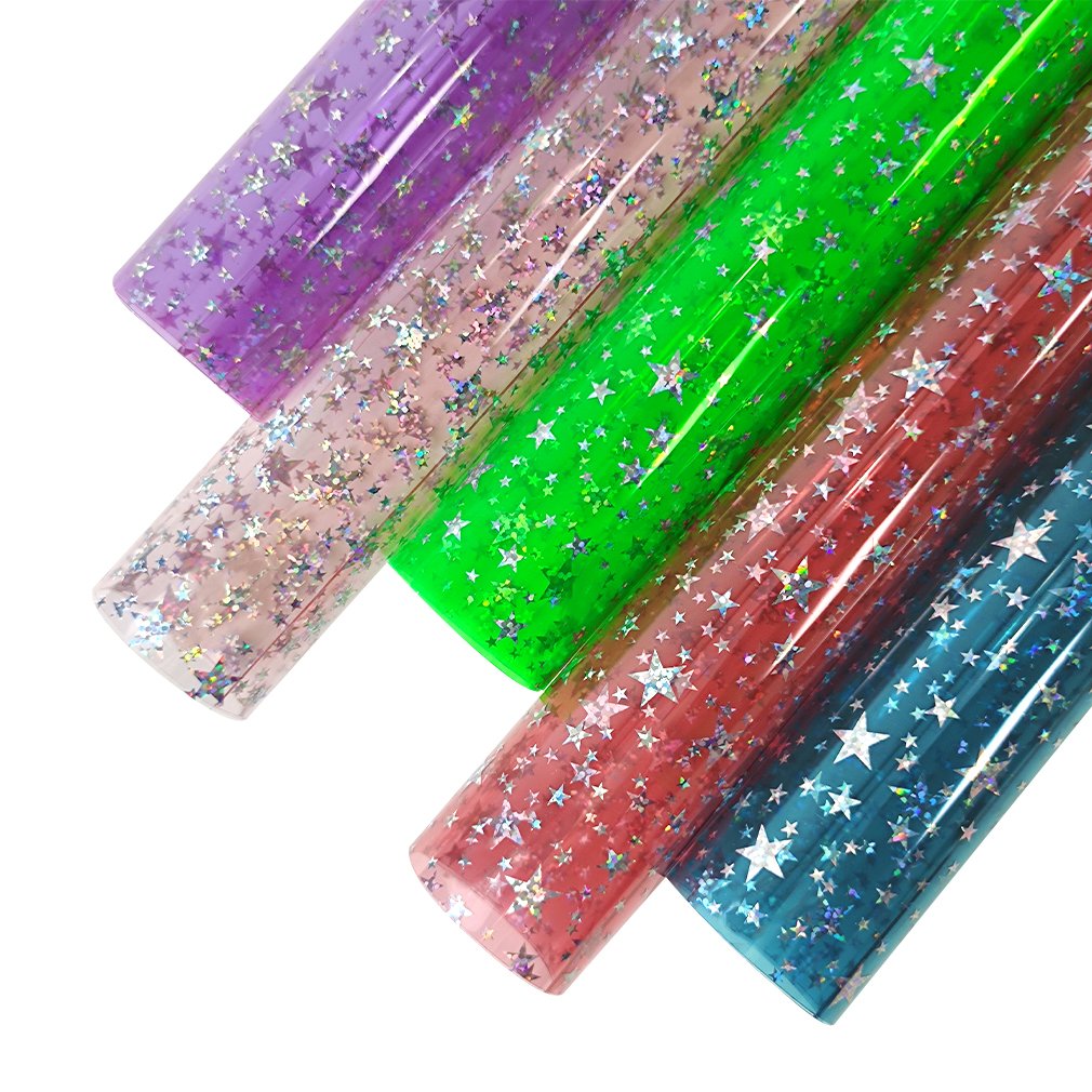 Shiny Vinyl Star Faux Leather Sheets Glitter for Making Key Chain Book Cover