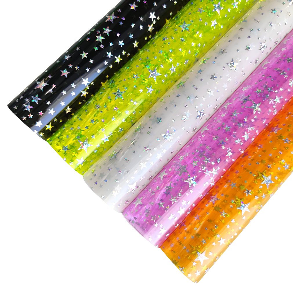 Shiny Vinyl Star Faux Leather Sheets Glitter for Making Key Chain Book Cover