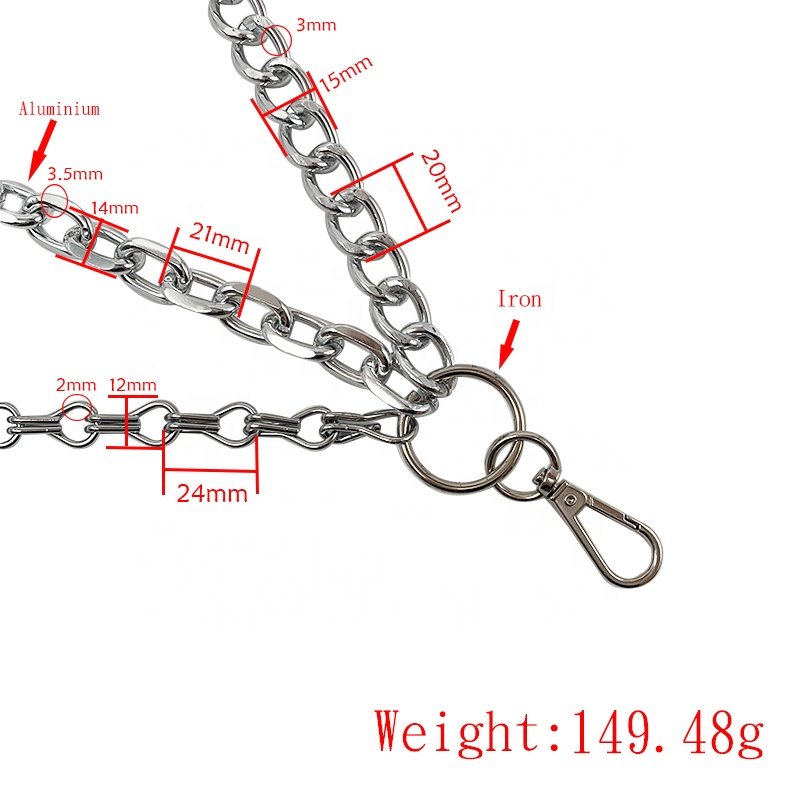 Factory Custom Pants Pants Pocket Chain Belt 3 Layer Pocket Trouser Chain Hip Hop Punk Chain Key Purse Jeans Pants