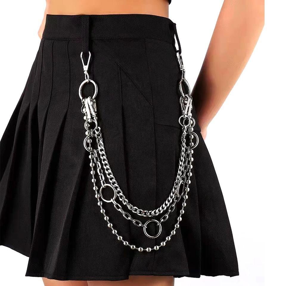 Factory Custom Pants Pants Pocket Chain Belt 3 Layer Pocket Trouser Chain Hip Hop Punk Chain Key Purse Jeans Pants