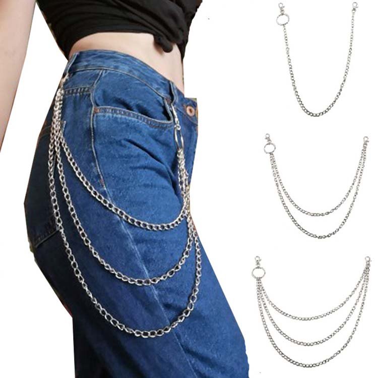 One/Double/Three Layer Punk Rock Metal Waist Pants Jeans Chain Wholesale Waist Chain Hiphop Pants Chain for Men Women Unisex