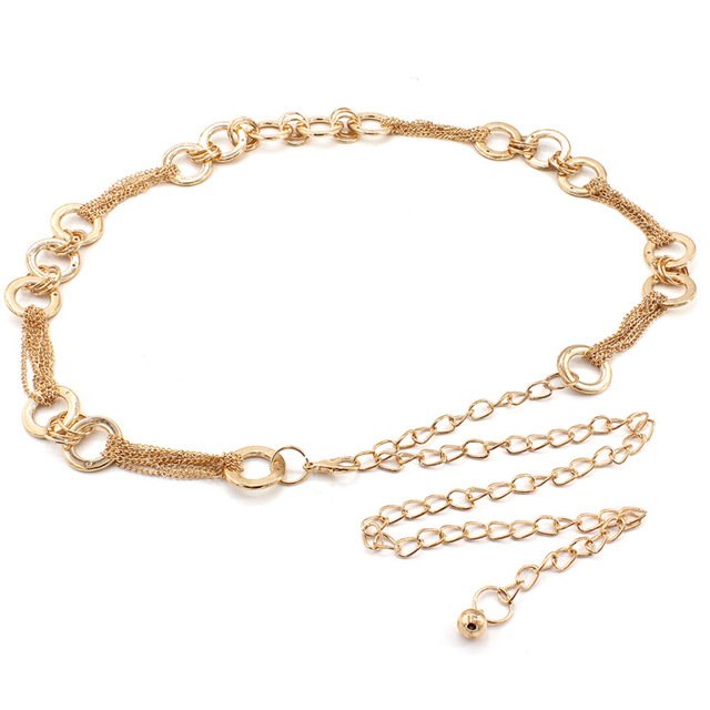 Manufacturer OEM Fashion Thick Ring Chain Belts for Women Lady Fancy Metal Chain Belt