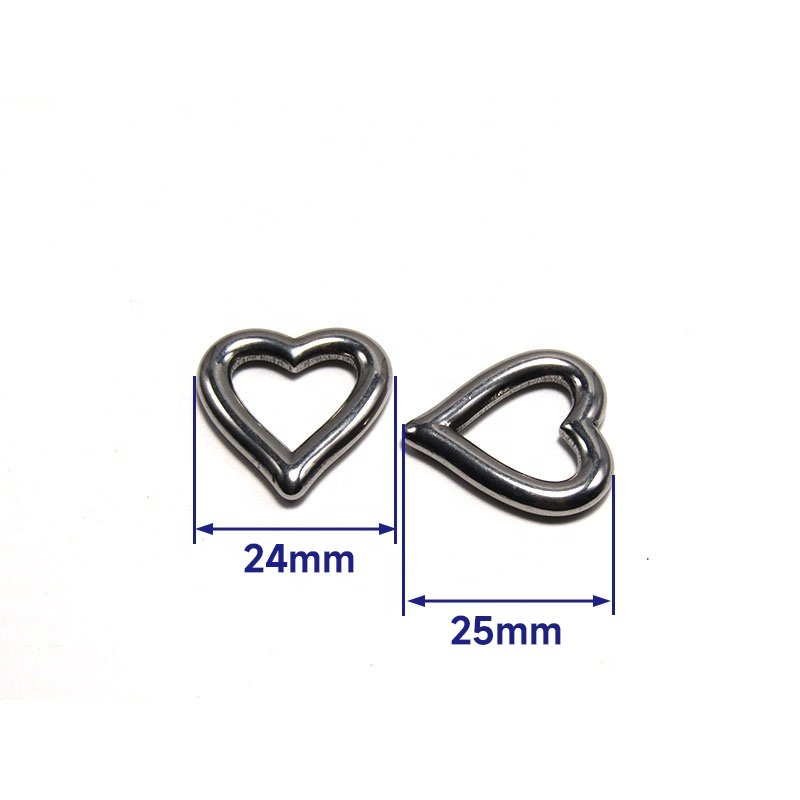 New Fashion Stainless Steel Metal Heart Shape Strap Adjuster Love Buckle Belt Ring For Girls Collar DIY Necklace Chain