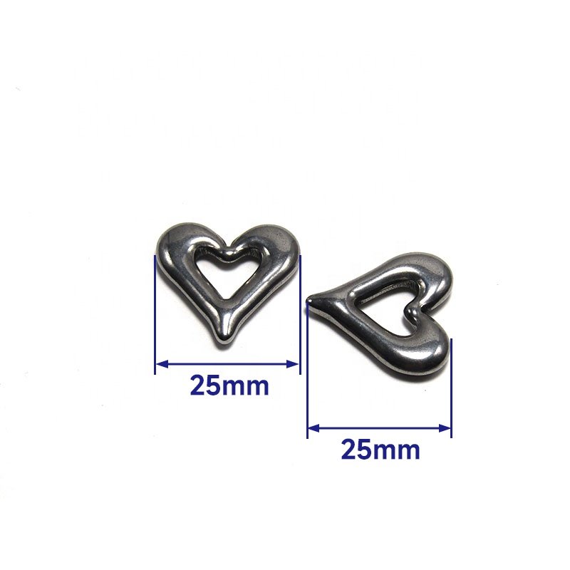 New Fashion Stainless Steel Metal Heart Shape Strap Adjuster Love Buckle Belt Ring For Girls Collar DIY Necklace Chain