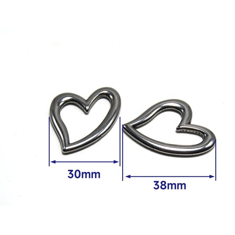 New Fashion Stainless Steel Metal Heart Shape Strap Adjuster Love Buckle Belt Ring For Girls Collar DIY Necklace Chain
