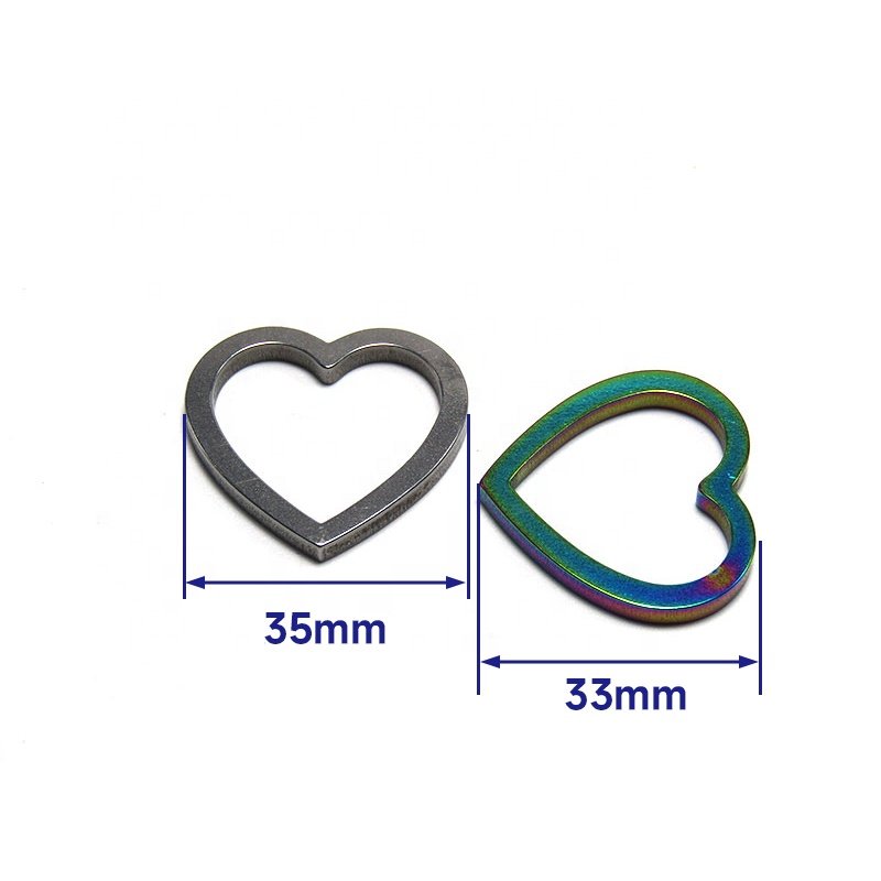 New Fashion Stainless Steel Metal Heart Shape Strap Adjuster Love Buckle Belt Ring For Girls Collar DIY Necklace Chain
