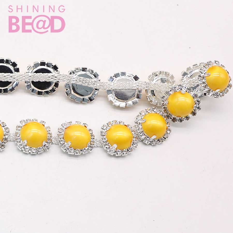 Luxury Large Glass Round Rhinestone Diamond Trim Sew on Crystal Silver Metal Cup Chain DIY Dress Belt Garment Jewelry Making