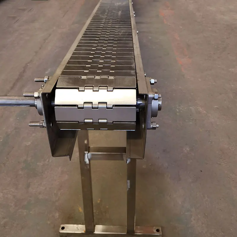 Stainless Steel Flat Table Top Chain Plate Belt Conveyor For Conveying Bottles Cans And Boxes