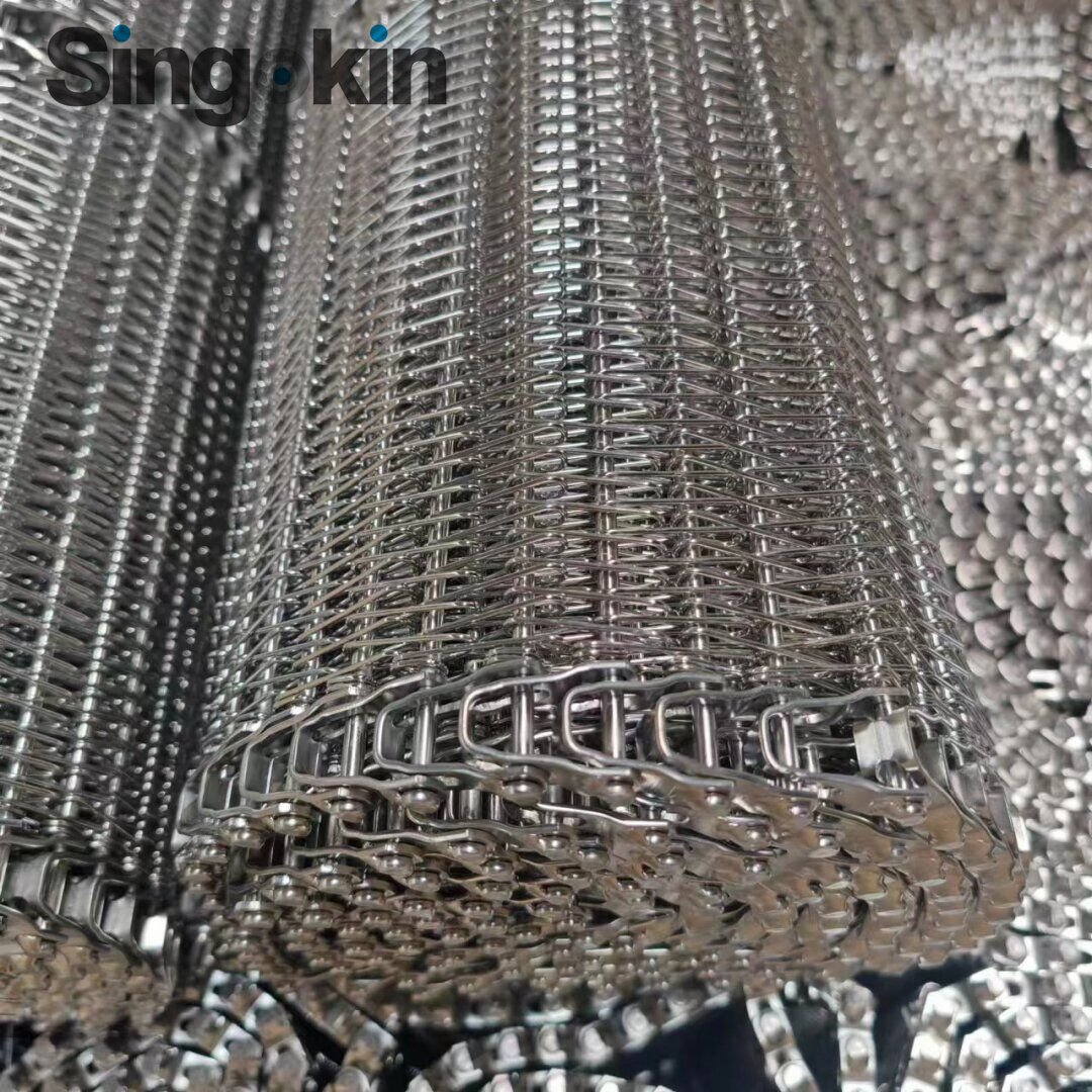 U type chain sprial belt stainless steel spiral wire balanced weave wire mesh flexible rod conveyor belt