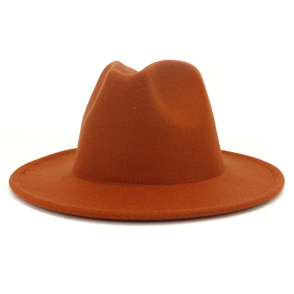 Fedora Panama Hats for Women Wool Felt Classic Belt Buckle Wide Brim Panama Hat