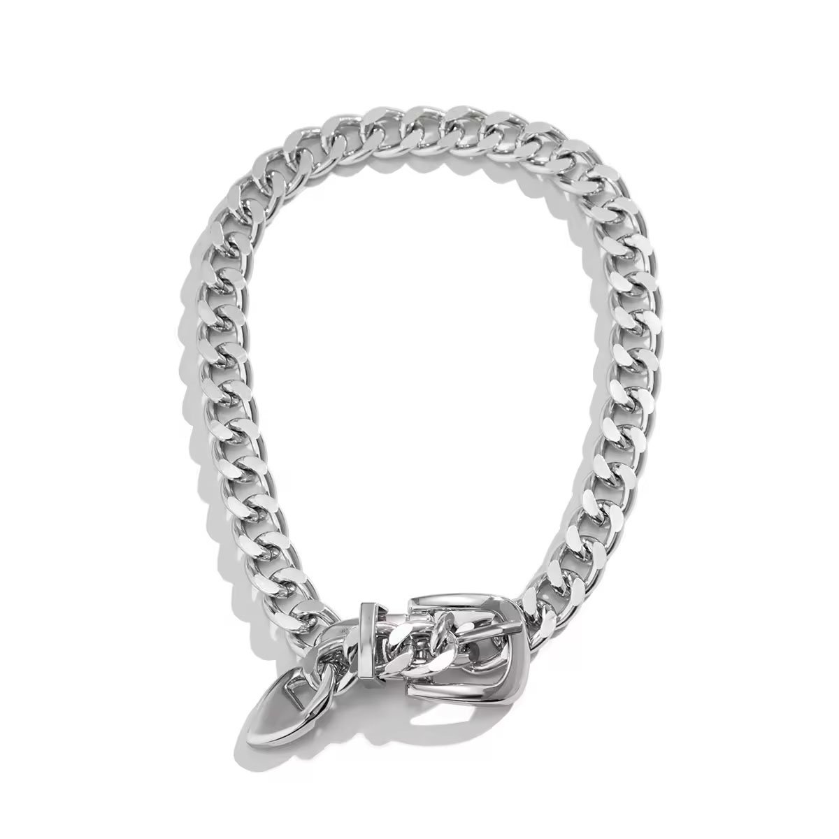 hip-hop minimalist design belt buckle chain collarbone neck chain cool style personality