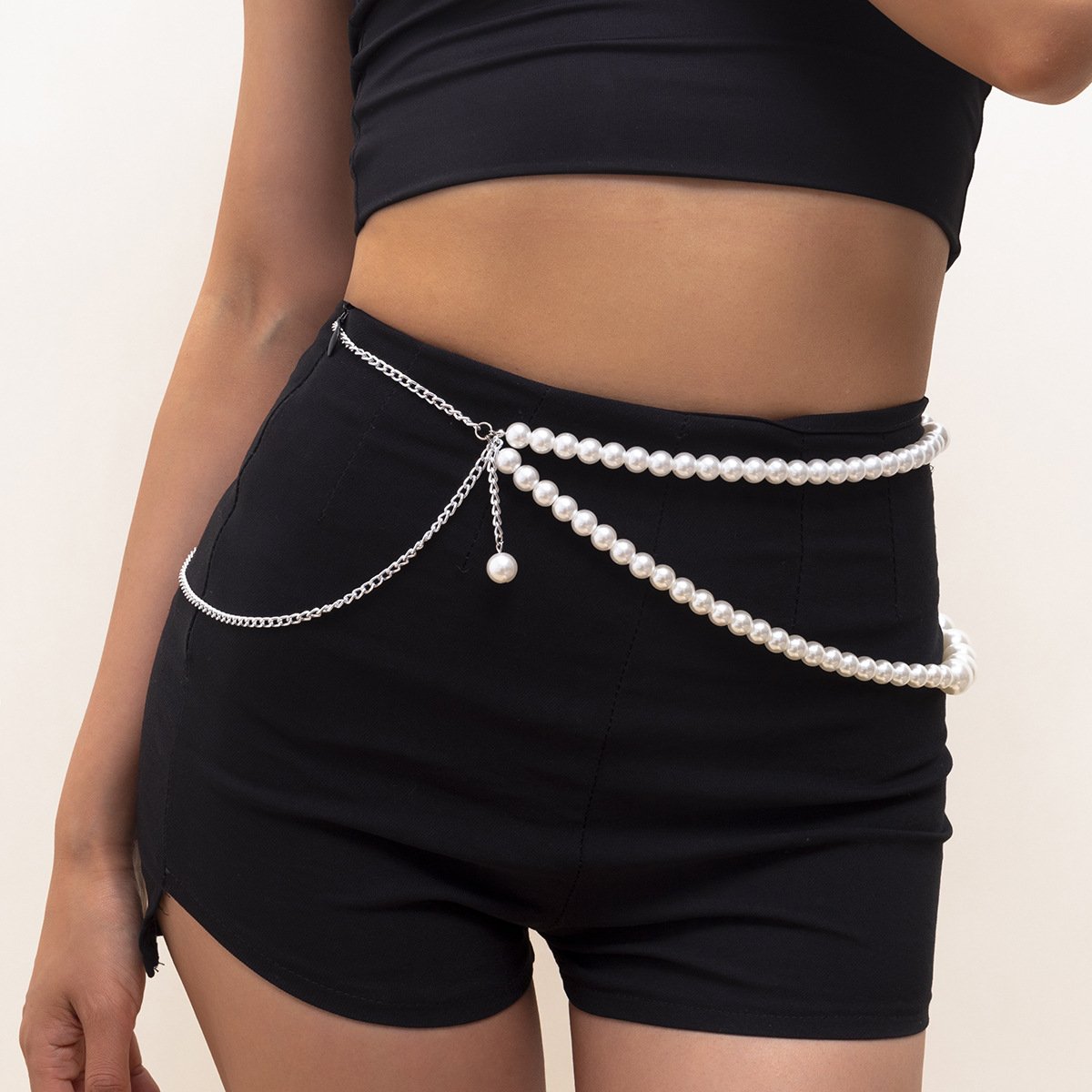 2024 Sexy Simple Multi-Layer Pearl Body Chain Women's Trend Bikini Large Pearl Bead Chain Waist Chain For Women
