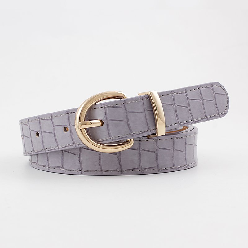 2021 Spring Fashion Women Girls Luxury Crocodile Leather Belts For Jeans With Golden Half Round Buckle