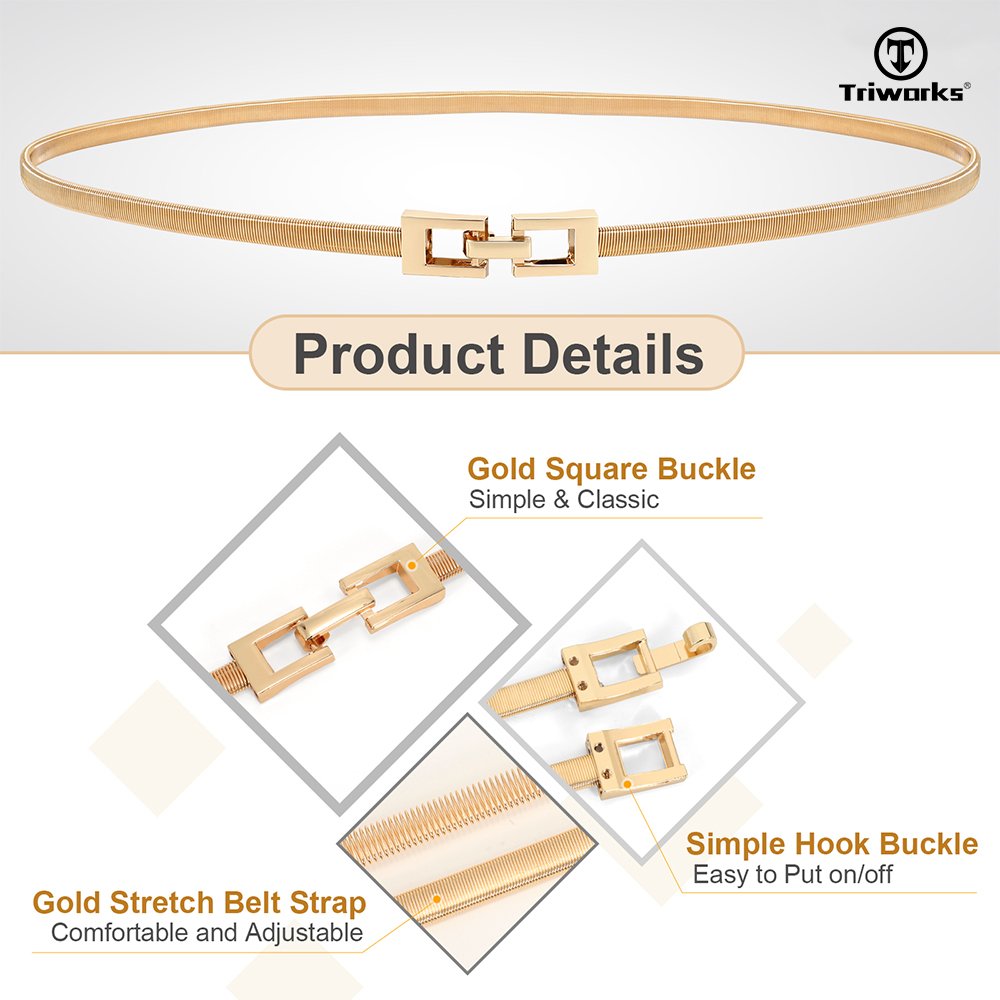 Elastic Women Belts Gold White Chain Waist Belts Metal Plate Female Dress Belts Ladies Thin Stretch Waistband Ceinture Femme