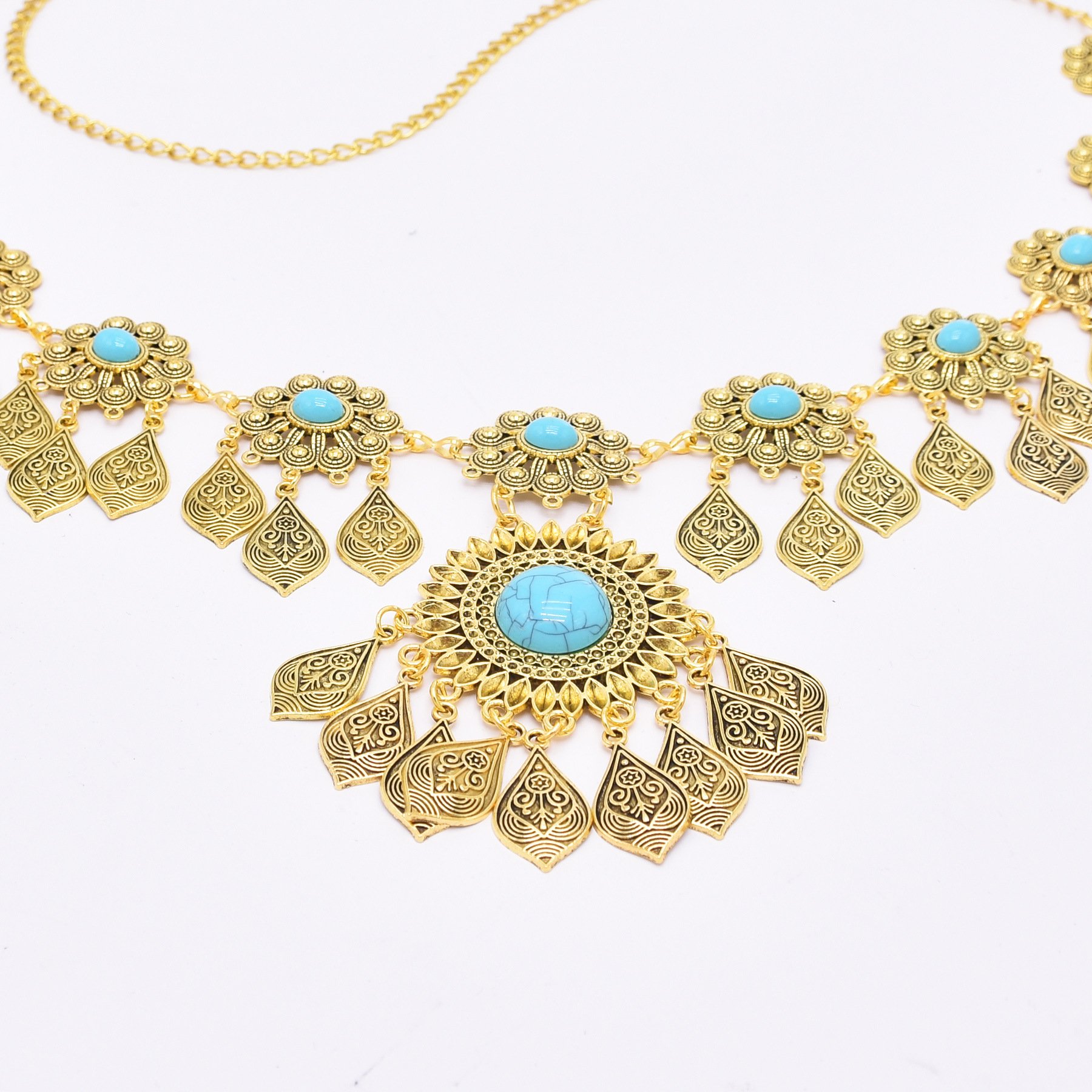 Vintage gold coin long chain tassel waist chain gypsy ethnic body jewelry Ethnic Waist Chains