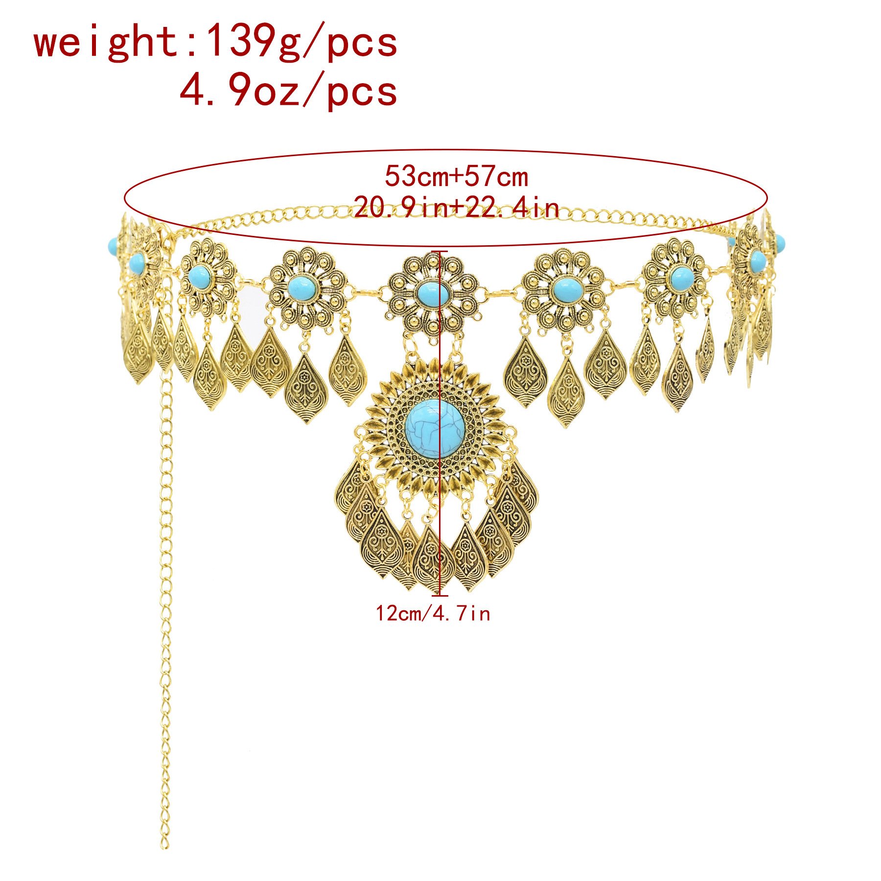 Vintage gold coin long chain tassel waist chain gypsy ethnic body jewelry Ethnic Waist Chains