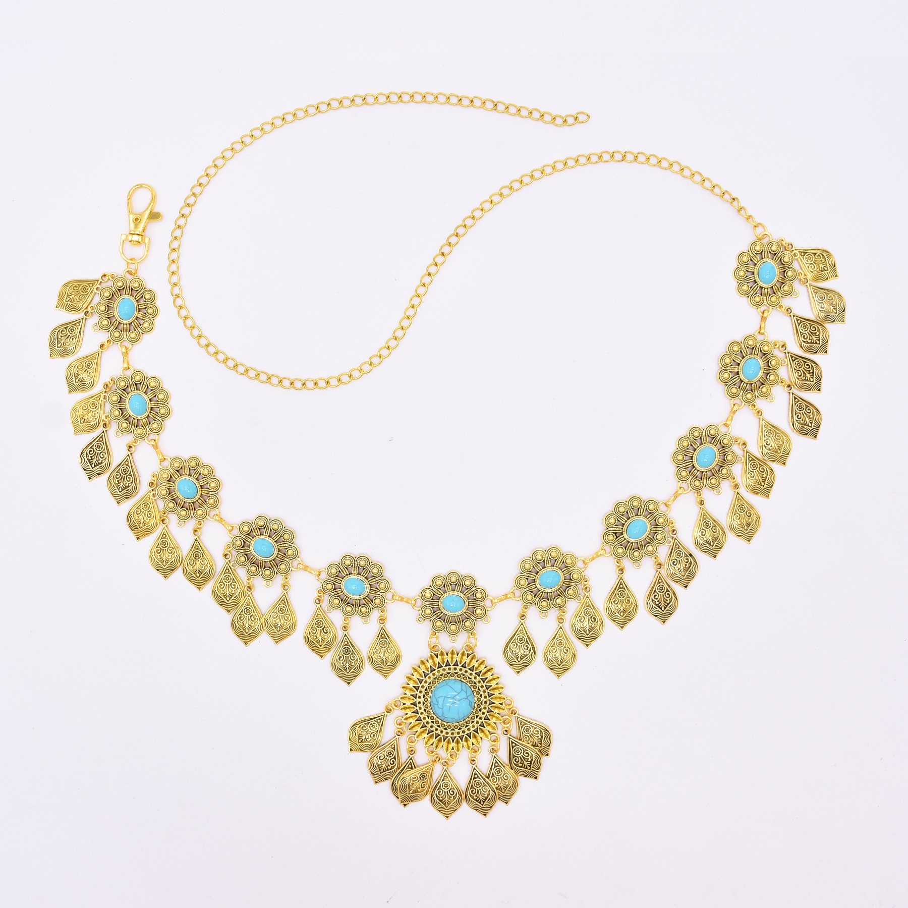 Vintage gold coin long chain tassel waist chain gypsy ethnic body jewelry Ethnic Waist Chains