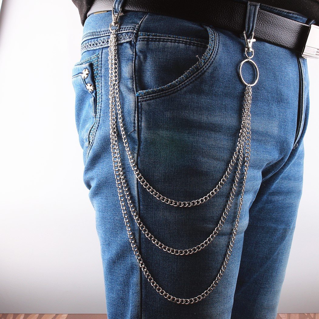 Simple and Versatile Design Three Layers Metal Waist Chain Belt Jeans Chains Men Women Pants Chain