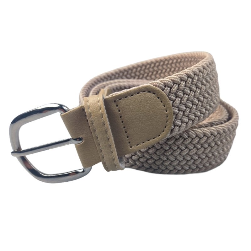 Fashion Woven Elastic Unisex Alloy Lazy Belt Casual Style Canvas Jeans Braided Belt for Men Women with Leather Material
