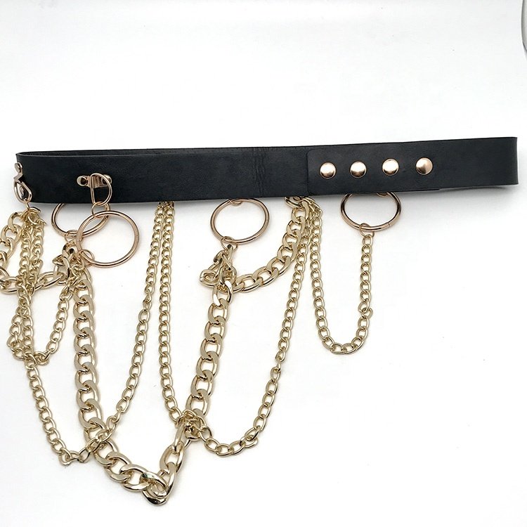 2021 Fashion Dress Belt For Women Rivet Metal Gold Chain Waistband Ladies Leather Female Luxury Brand Belt For Dresses
