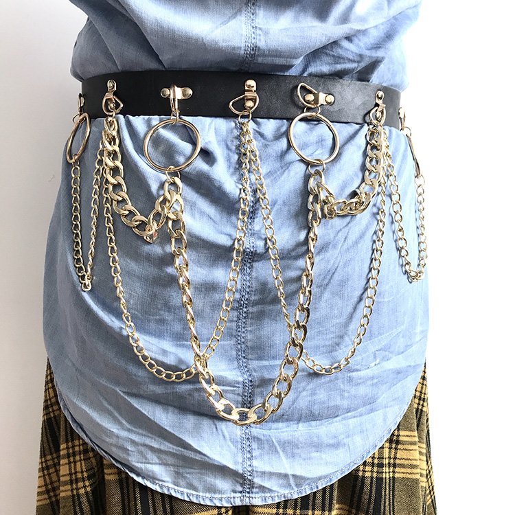 2021 Fashion Dress Belt For Women Rivet Metal Gold Chain Waistband Ladies Leather Female Luxury Brand Belt For Dresses