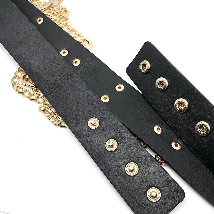 2021 Fashion Dress Belt For Women Rivet Metal Gold Chain Waistband Ladies Leather Female Luxury Brand Belt For Dresses