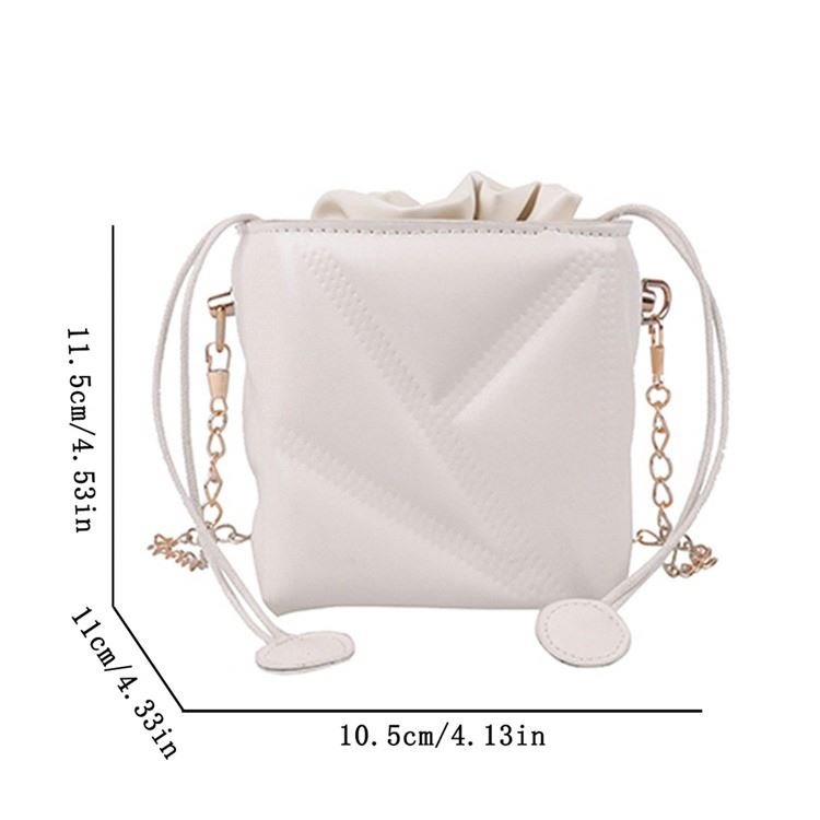 L0148 Luxury Brand Women Pu Leather Sling Drawstring Chain Cube Shoulder Messenger Bag Lady Casual Tote Mini Handbags Purse
