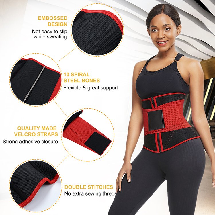 HEXIN Custom Logo Women Gym Workout Compression Back Support Waist Trimmer Belt Neoprene Waist Trainer Shaper